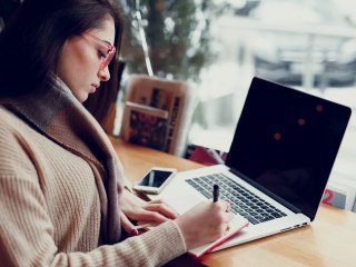 Female professional at laptop